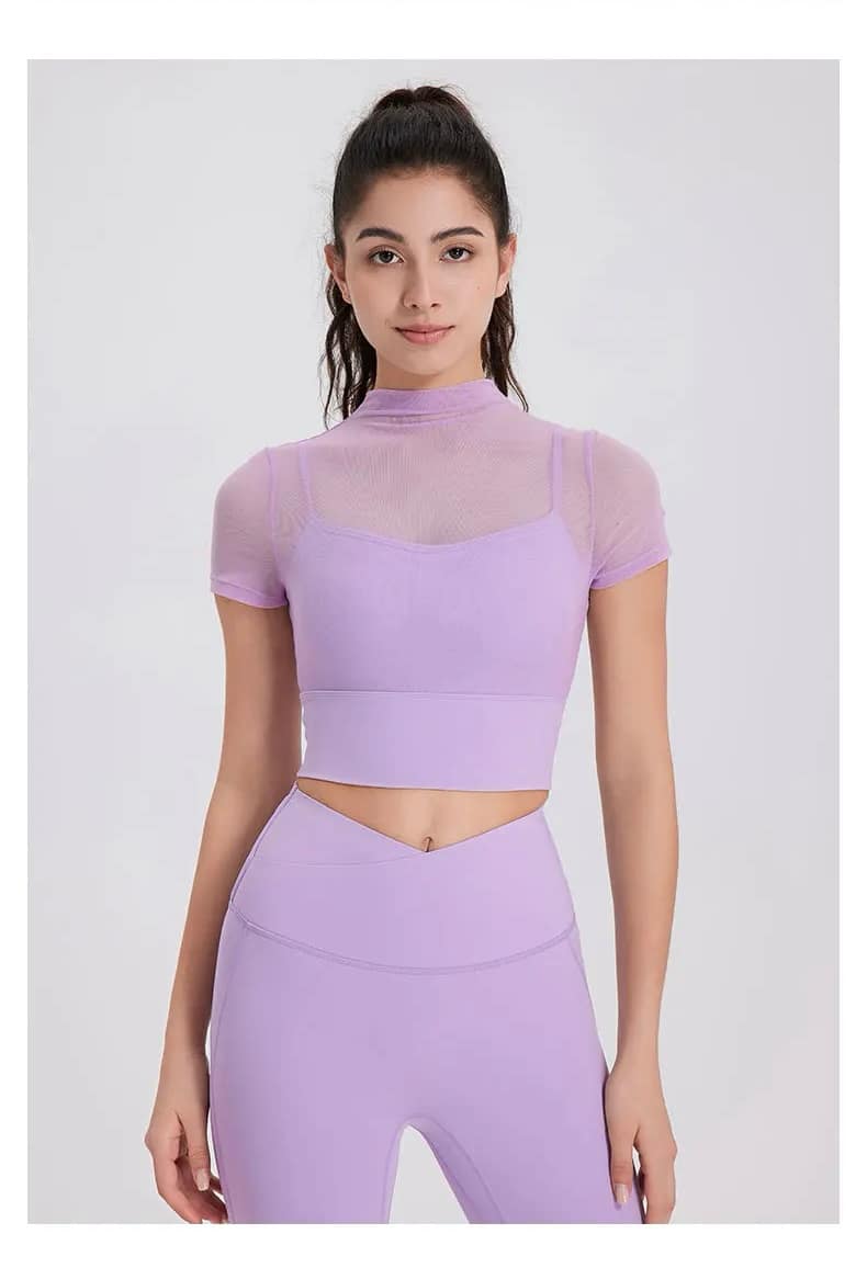 MeshVibe High Neck Crop Top