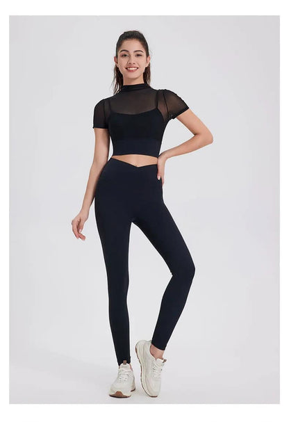 MeshVibe High Neck Crop Top